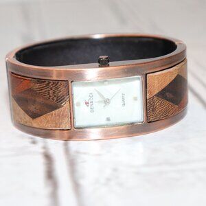 🕰️ NWOT Denacci Copper Hinged Bangle Watch Needs battery —